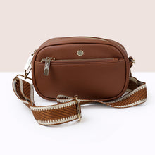 Load image into Gallery viewer, Tan Grey Vegan Leather Camera Zip Bag
