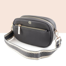 Load image into Gallery viewer, Charcoal Grey Vegan Leather Camera Zip Bag

