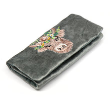 Load image into Gallery viewer, Seafoam Highland Cow Embroidered Jewellery Roll
