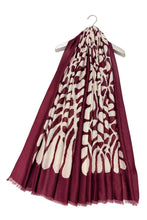 Load image into Gallery viewer, Block Lead Print Frayed Scarf | Wine
