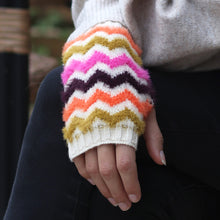 Load image into Gallery viewer, Super Soft Bright Mix Chevron Wrist Warmers
