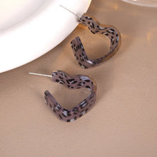 Load image into Gallery viewer, Resin Heart Animal Print Hoop | Grey
