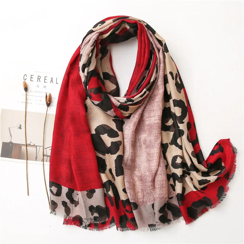 Classic Leopard Print Scarf | Red