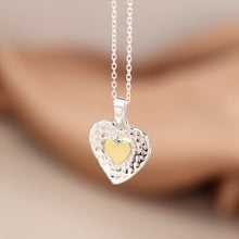 Load image into Gallery viewer, Sterling Silver &amp; Brass Hammered Heart Necklace
