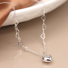 Load image into Gallery viewer, Sterling Silver Dainty Heart Link Necklace
