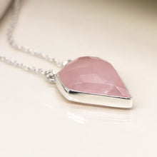 Load image into Gallery viewer, Sterling Silver Pointed Rose Quartz Necklace
