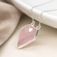 Load image into Gallery viewer, Sterling Silver Pointed Rose Quartz Necklace
