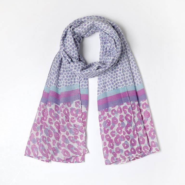 Eco Style Recycled Scarf | Water Animal Print Lilac