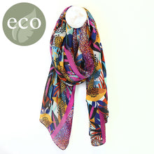 Load image into Gallery viewer, Recycled Vibrant Pink Mix Dotty Leaf Print Scarf
