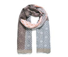 Load image into Gallery viewer, Geometric Grey Print Scarf
