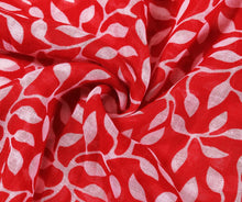 Load image into Gallery viewer, Red Leafy &amp; Geo border Scarf
