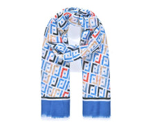Load image into Gallery viewer, Blue L- Pattern Print Scarf
